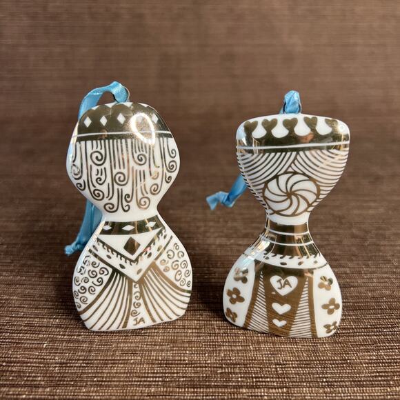 Jonathan Adler King & Queen Ornament Set – White Bisque Porcelain Christmas Deco - Picture 4 of 5